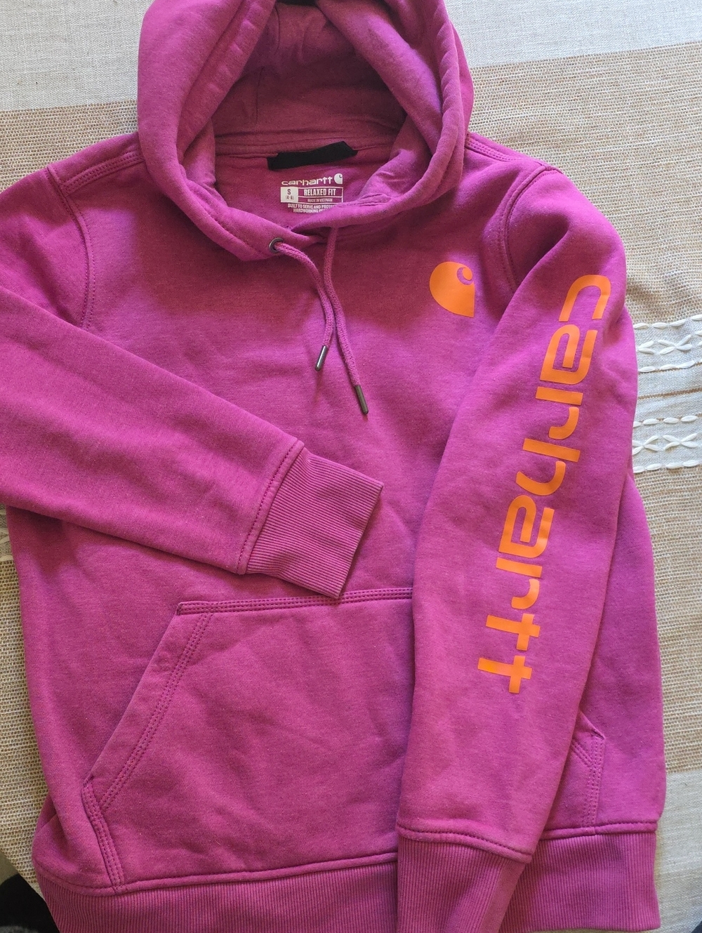 Carhartt Women's Magenta Cowlneck Pullover with Orange Logo